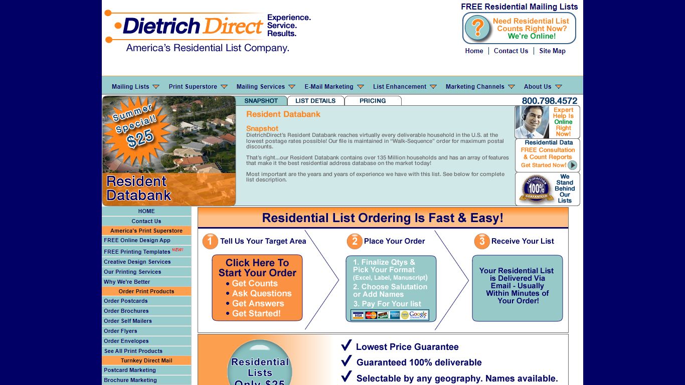 Free Residential Mailing Lists | Resident Mailing Lists - DietrichDirect